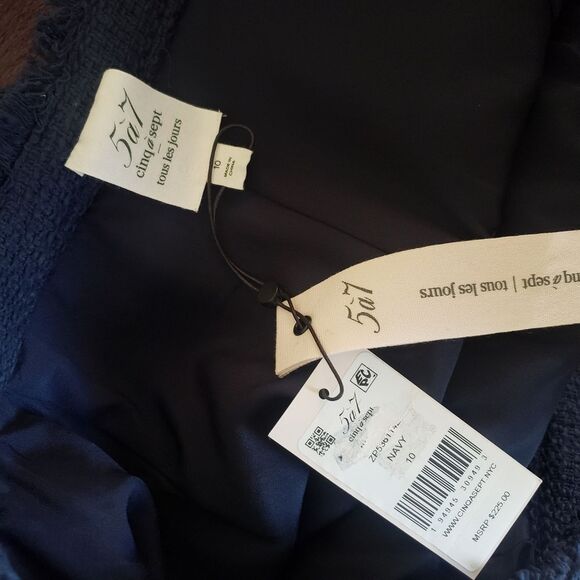 Cinq a Sept Allen Boucle Tweed Tailored Fit Shorts Navy Blue Women's Size 10 - Picture 11 of 14